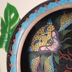 19th Century Chinese Cloisonne Enamel Dancing Dragons bowl